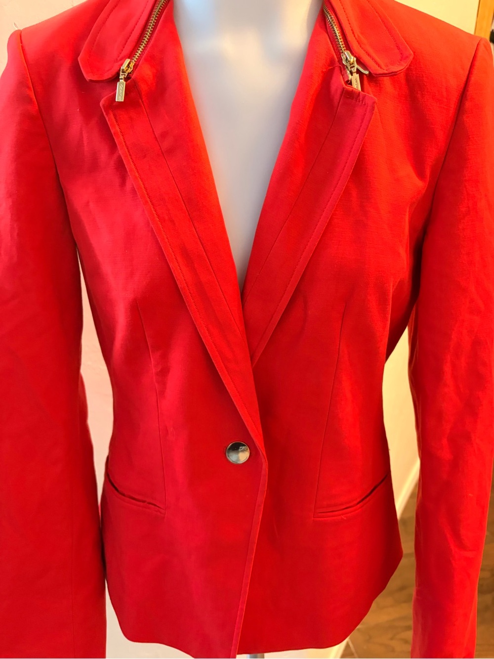 Calvin Klein Red Tailored Single-Button Blazer - Picture 3 of 7